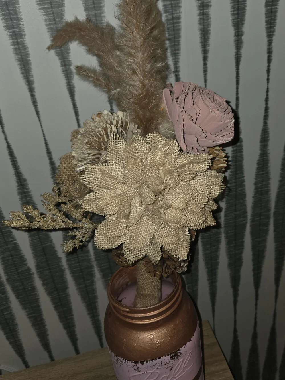 Boho Dried Floral Bouquet | Rustic Burlap & Pampas | Rustic Decor
